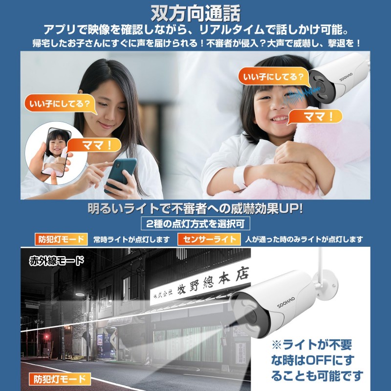 【500万画素・双方向通話】SOOHAO 防犯...
